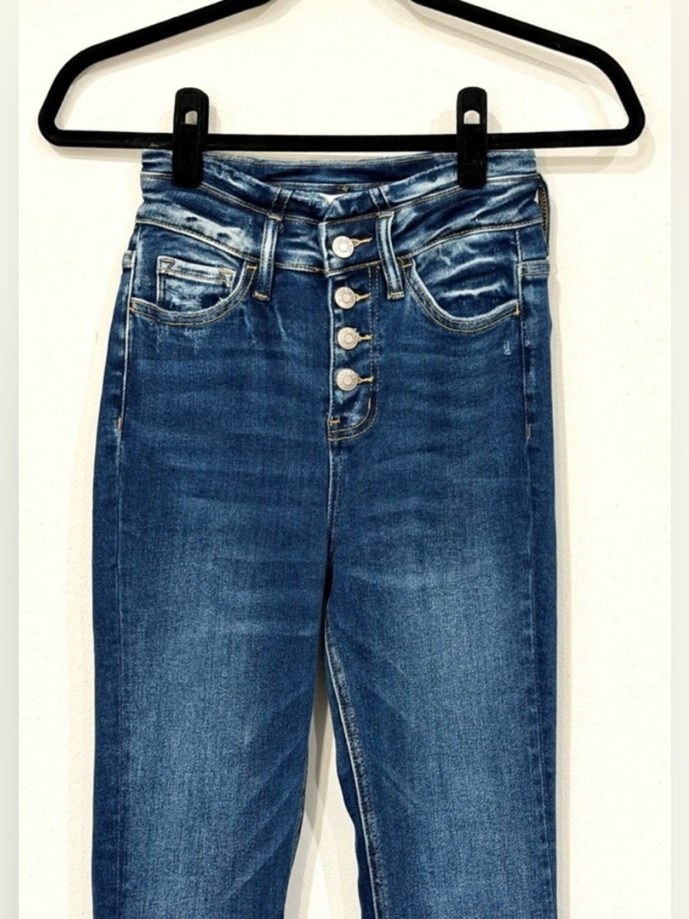 Bridge By Gly High Rise Super Flare Button Fly Denim Jeans in Dark Wash size 25 - Picture 9 of 15